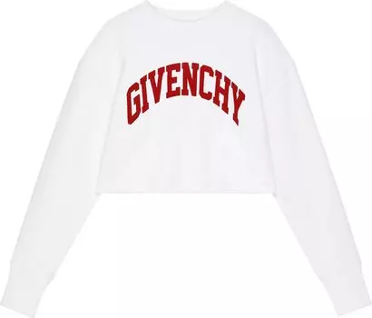 Толстовка Givenchy Cropped College Crewneck Sweatshirt 'White/Red', красный