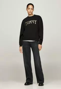Толстовка GLITTER VARSITY CREW Tommy Jeans, черный