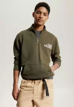Толстовка ГРАФИЧЕСКИЙ ЛОГОТИП НА ПОЛОВИНЕ МОЛНИИ Tommy Jeans, темно-оливково-зеленый