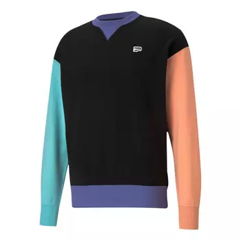 Толстовка graphic crew logo printed casual sports sweater black Puma, черный