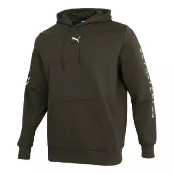 Толстовка graphic hoodie 'olive green white' Puma, зеленый