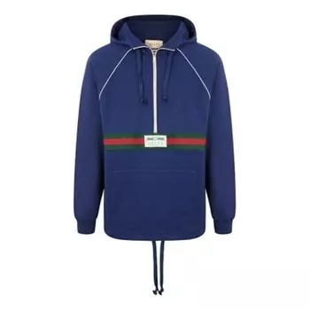 Толстовка grg detail half zip hoodie 'royal blue red' Gucci, синий