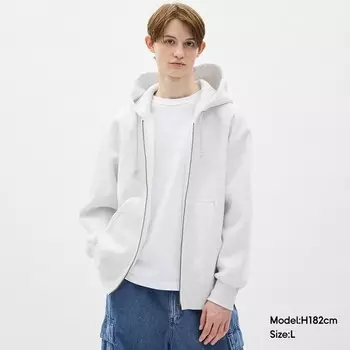 Толстовка GU с капюшоном на молнии, светло-серый