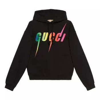 Толстовка GUCCI Cotton Hoodie with Gucci Blade print 'Black', черный
