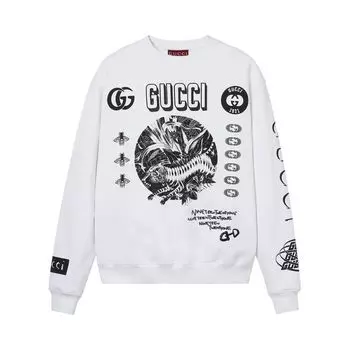 Толстовка Gucci Interlocking Logo Crewneck Sweatshirt 'White', белый