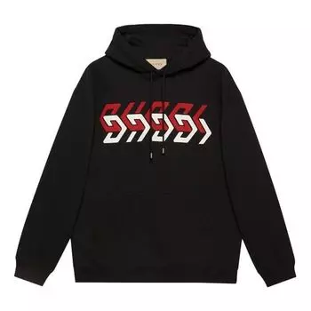 Толстовка GUCCI Jersey Hoodie with Gucci Mirror Print 'Black', черный