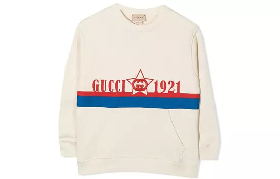 Толстовка Gucci с принтом, кремовый / белый