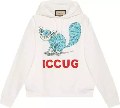 Толстовка Gucci Sweatshirt With Iccug Animal Print By Freya Hartas Sunlight