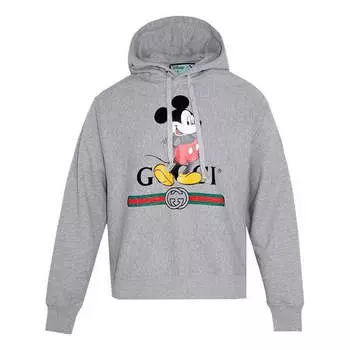 Толстовка guccl x disney mickey mouse printed loose for men grey Gucci, серый