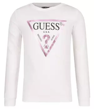 Толстовка Guess Regular Fit, белый / розовый