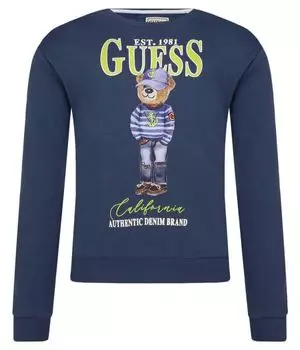 Толстовка Guess Regular Fit с принтом, синий