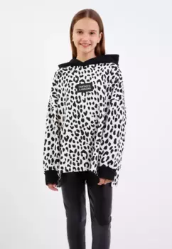 Толстовка Gulliver с капюшоном и классным принтом по всей поверхности, черно-белый