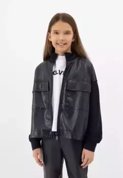 Толстовка Gulliver с модными вставками из искусственной кожи, синий