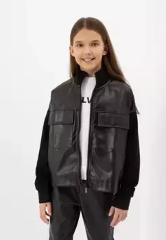 Толстовка Gulliver со вставками из искусственной кожи, черный