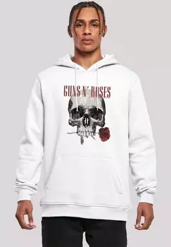 Толстовка GUNS 'N' ROSES FLOWER SKULL ROCK MUSIK BAND - Hoodie F4NT4STIC, белый
