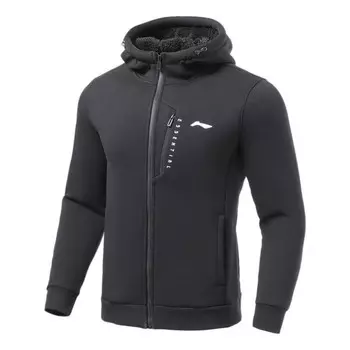 Толстовка Gym Series с принтом логотипа, однотонный кардиган на флисовой подкладке Li-Ning, черный