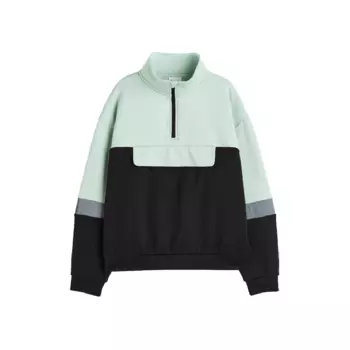 Толстовка H&amp;M Half-zip Sports Top, мятно-зеленый/черный
