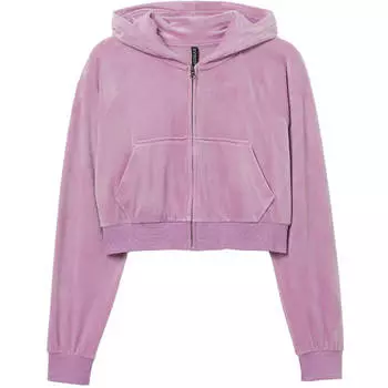 Толстовка H&amp;M+ Hooded Crop, светло-фиолетовый