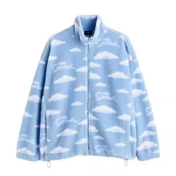 Толстовка H&amp;M The Simpsons Oversized Fit Plush Zip Up, светло-голубой