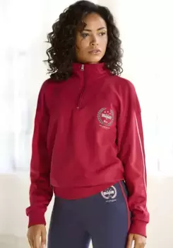 Толстовка H.I.S "loungeshirt", с тройным воротником и вышивкой, костюм для отдыха, красный