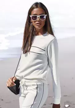 Толстовка H.I.S, с кантом на груди, костюм для отдыха, цвет Ecru