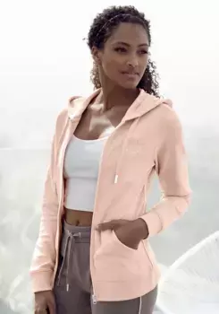 Толстовка H.I.S с капюшоном, боковой окантовкой и мелкой фирменной вышивкой, костюм для отдыха, цвет Salmon