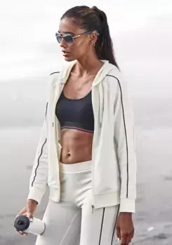 Толстовка H.I.S с капюшоном, кантом на рукавах, костюм для отдыха, цвет Ecru