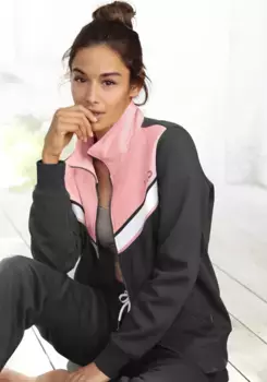 Толстовка H.I.S с контрастными полосками, костюм для отдыха, розовый