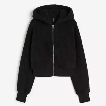 Толстовка H&M Hooded Teddy Fleece, черный