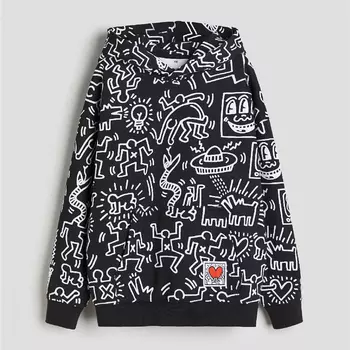 Толстовка H&M Kids Motif Keith Haring, черный