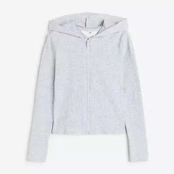 Толстовка H&M Kids Ribbed Hooded, светло-серый