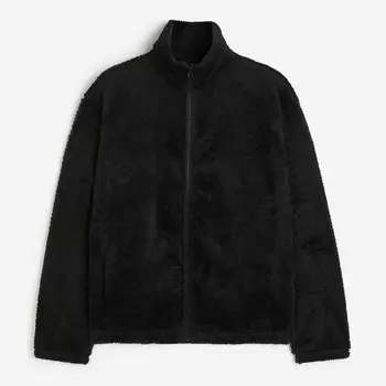 Толстовка H&M Loose Fit Shirt in Teddy Fleece, черный