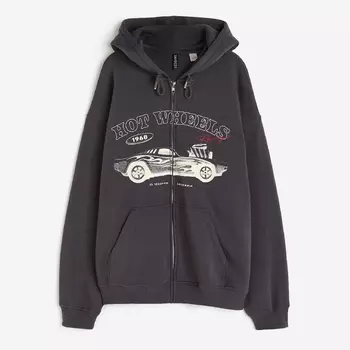 Толстовка H&M Oversized Printed Hot Wheels, темно-серый