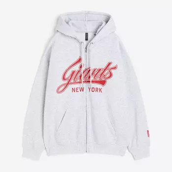 Толстовка H&M Oversized Printed NFL, светло-серый