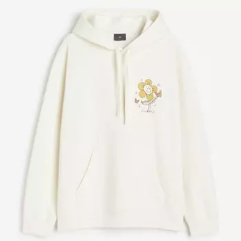 Толстовка H&M Relaxed Fit Printed Flower, кремовый