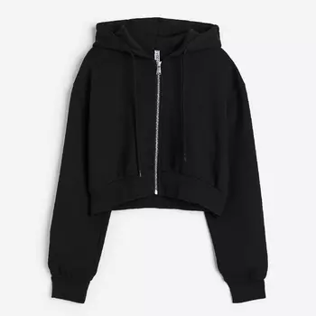 Толстовка H&M Short Hooded Sweatshirt, черный