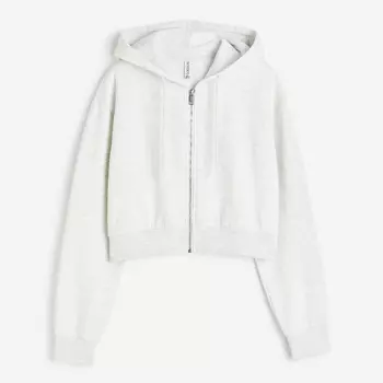 Толстовка H&M Short Hooded Sweatshirt, светло-серый