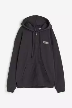 Толстовка H&M Stranger Things Oversized Printed Hooded, темно-серый
