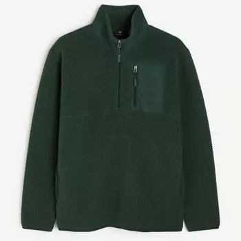 Толстовка H&M Thermolite Regular Fit Teddy Fleece, зеленый