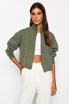 Толстовка - Хаки - Классический крой Trendyol, хаки