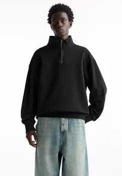 Толстовка HALF ZIP PULL&BEAR, черный