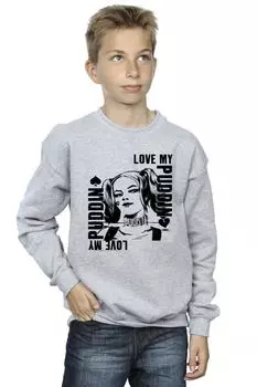 Толстовка Harley Love Puddin Suicide Squad DC Comics, серый