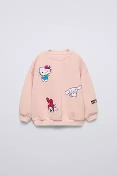 Толстовка hello kitty и друзья ZARA, бежево-розовый
