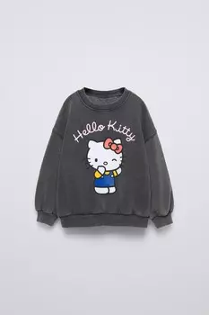 Толстовка hello kitty ZARA, антрацитово-серый