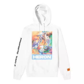 Толстовка heron water colours print embroidery popover hoodie 'white' Heron Preston, белый