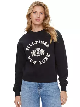 Толстовка hilfiger felpa con logo in velluto Tommy, синий