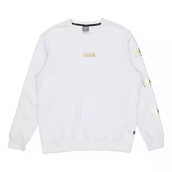Толстовка holiday logo bronzing printing casual sports round neck pullover white Puma, белый
