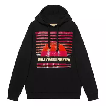 Толстовка hollywood forever hoodie 'black red' Gucci, черный