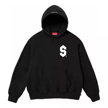 Толстовка $ hooded sweatshirt 'black white' Supreme, черный