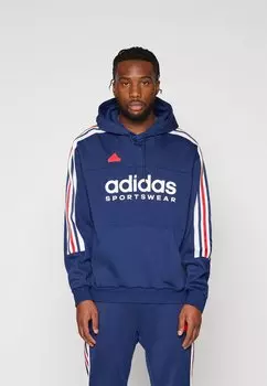 Толстовка House Of Tiro Nations Pack Hoodie adidas Sportswear, командная темно-синяя/белая/лучше алая
